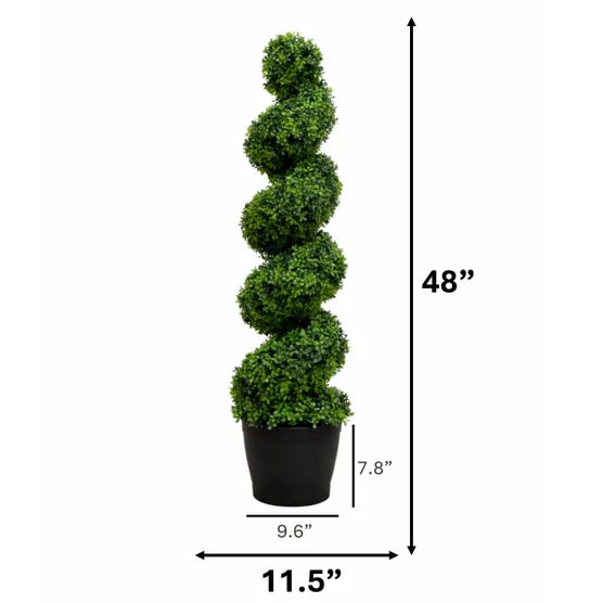 Faux 4' UV Resistant Spiral Boxwood Topiary Tree