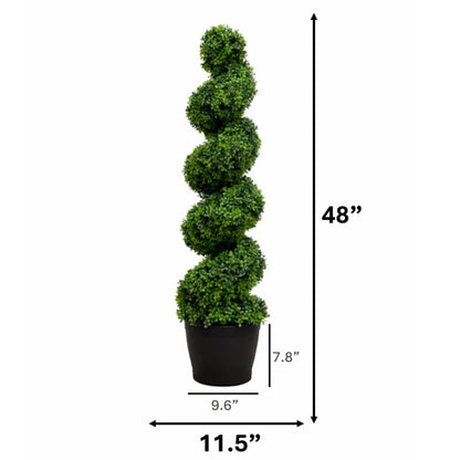 Faux 4' UV Resistant Spiral Boxwood Topiary Tree