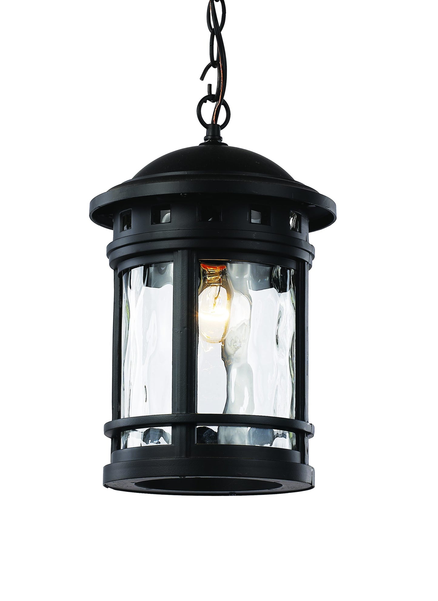 Boardwalk Collection 1-Light, Outdoor Hanging Lantern Pendant with Water Glass, Rust