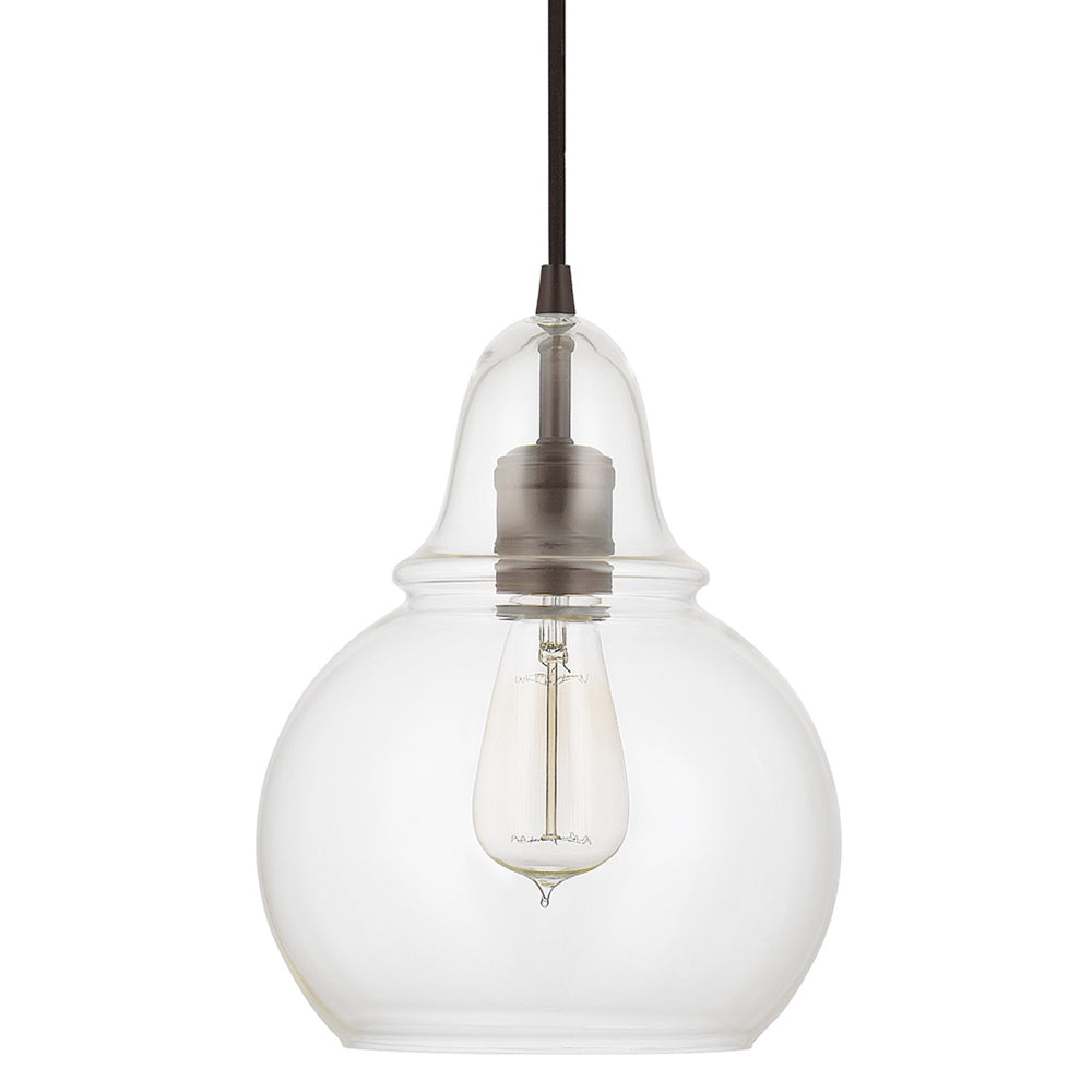 Capital Lighting 4644BB-143 Ashlyn Modern Teardrop Clear Glass Globe Bell Pendant, 1-Light 75 Watts, 11" H x 8" W, Burnished Bronze