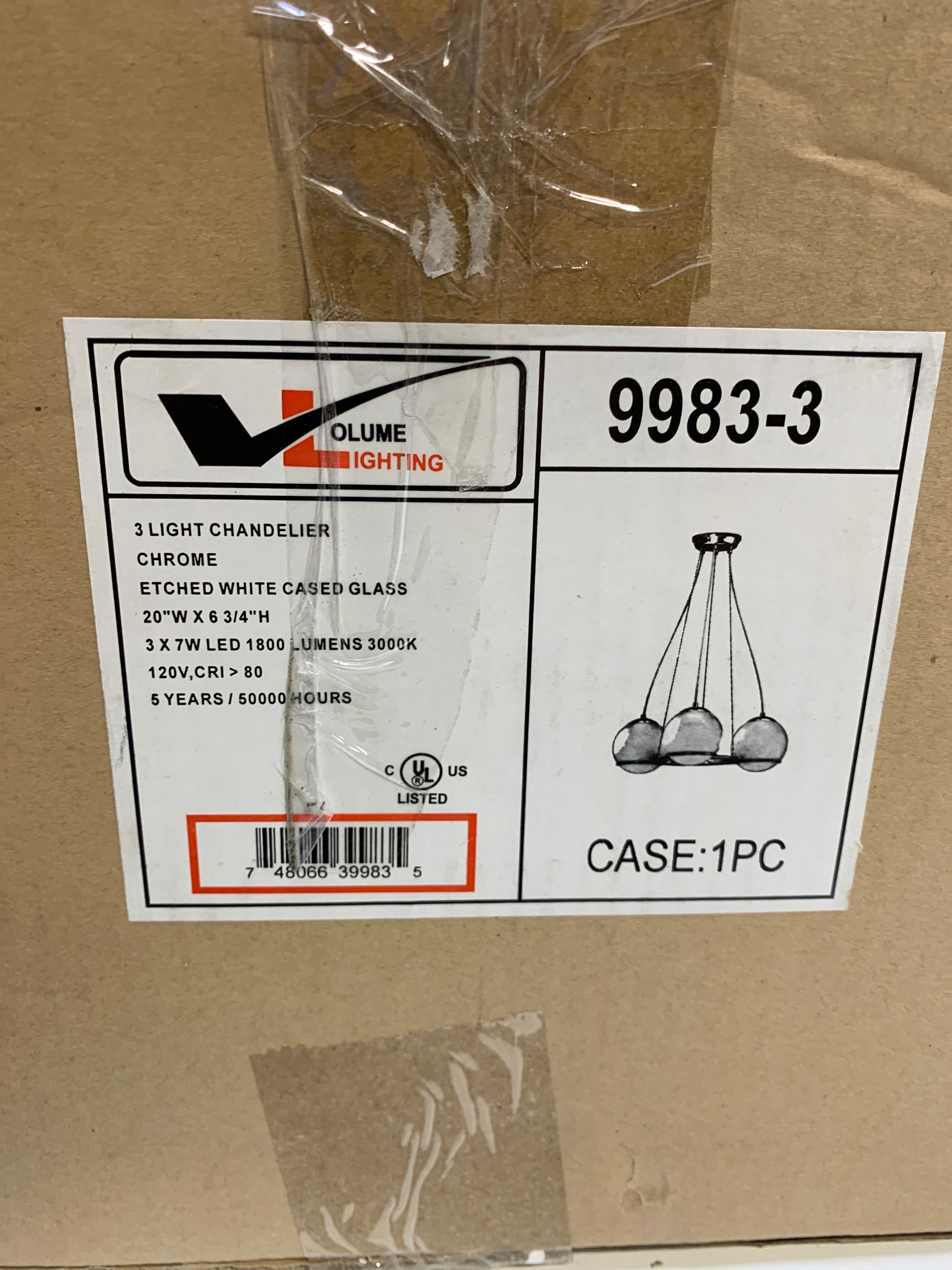 Volume Lighting 9983 Preston 3 Light 20 Wide LED Chandelier - Chrome - *Lighting & Electrical