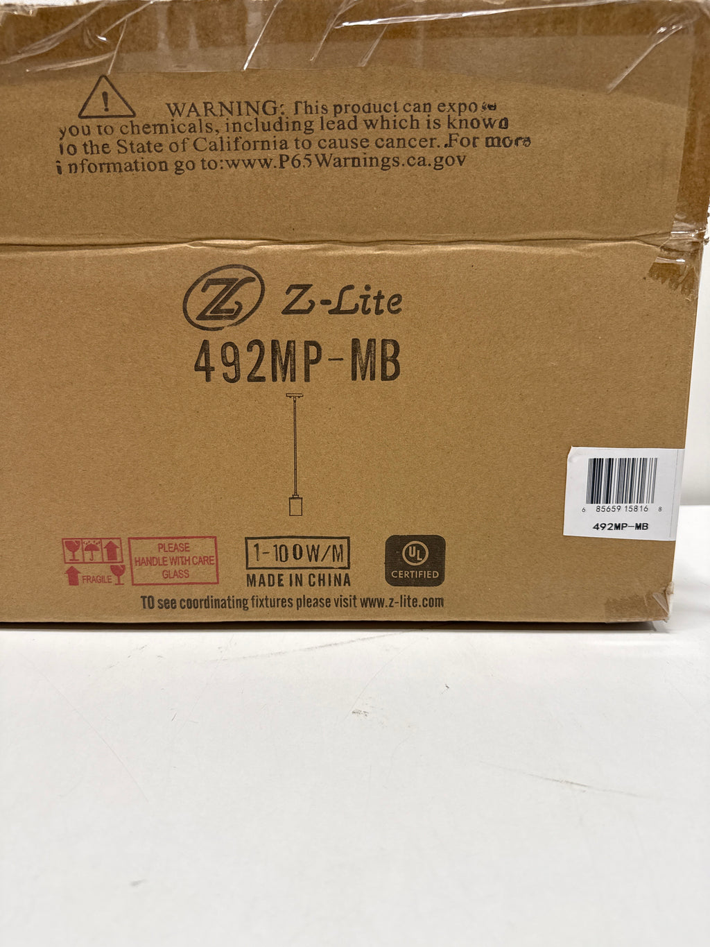 Z-Lite 1 Light Mini Pendant 492MP-MB