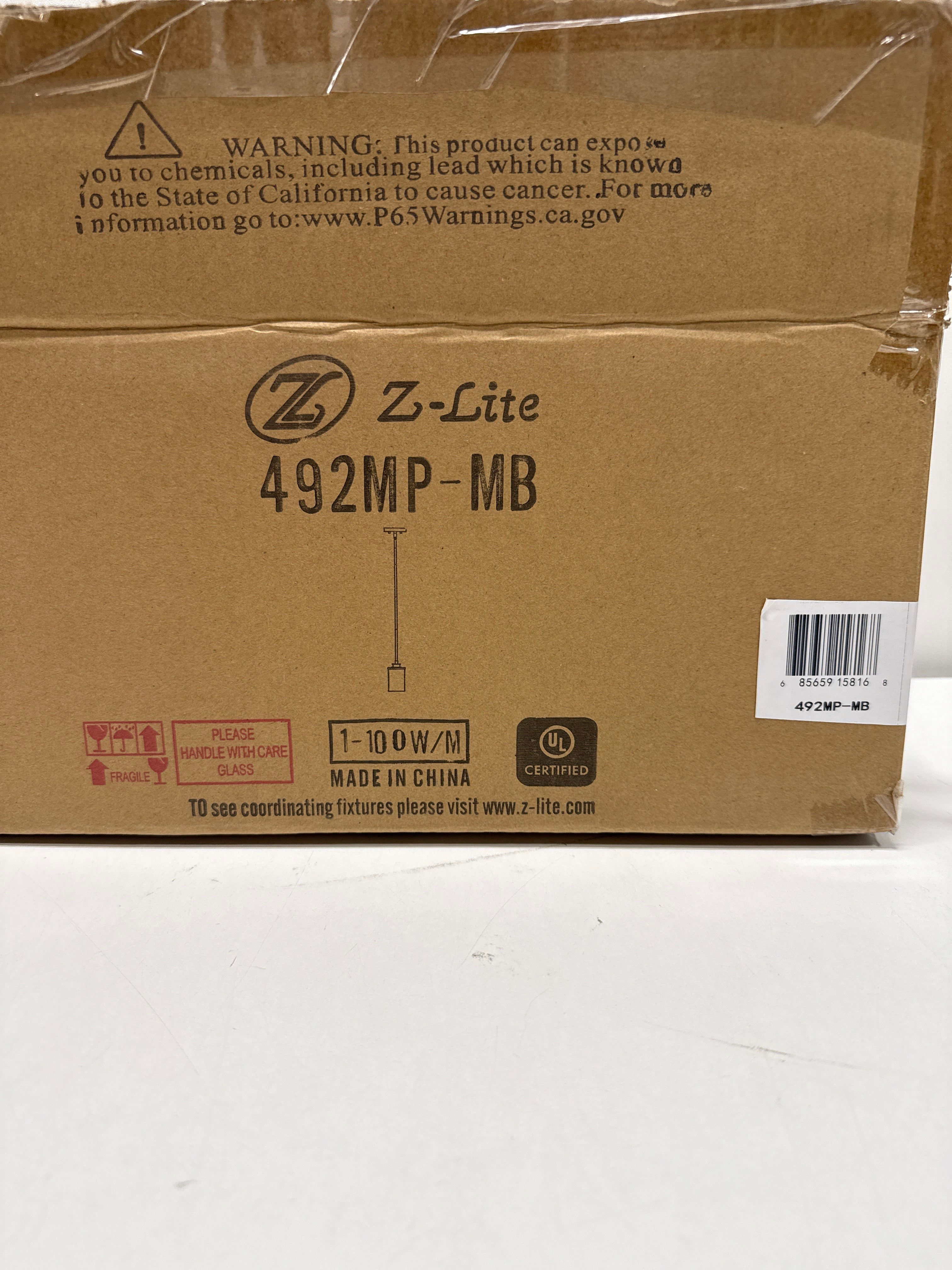 Z-Lite 1 Light Mini Pendant 492MP-MB