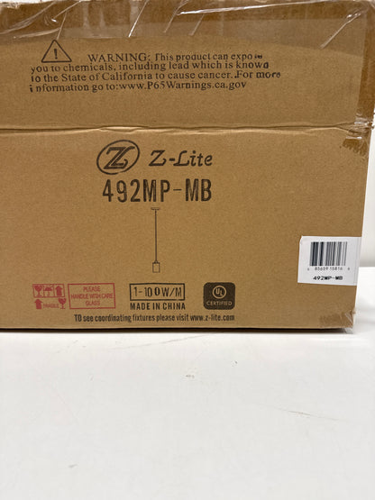 Z-Lite 1 Light Mini Pendant 492MP-MB