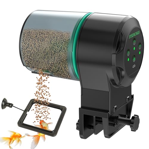 Automatic Fish Feeder for Aquarium, Auto Food Dispenser with Timer, 250 Ml Fishs Feeder for Pellets Granules & Strips, Automatic Fish Dispense