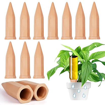 MAZYHYER Plant Watering Devices 12 Pack Automatic Watering System for Potted Plants, Self Watering Spikes Vacations Travel Terracotta Watering Spikes