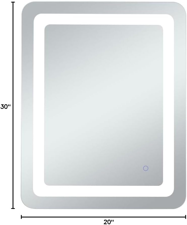 Elegant Decor Genesis 30x20 Rectangle Modern Aluminum LED Mirror in Silver