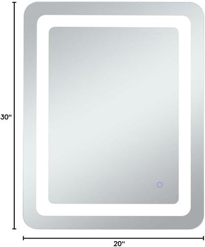 Elegant Decor Genesis 30x20 Rectangle Modern Aluminum LED Mirror in Silver