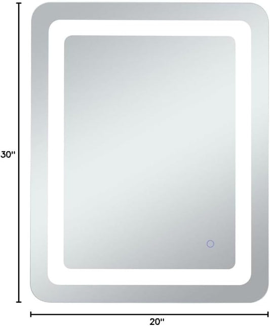 Elegant Decor Genesis 30x20 Rectangle Modern Aluminum LED Mirror in Silver