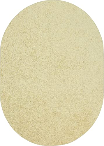 See Desc Bright House Solid Color Area Rug Yellow - 5' X 7' Oval