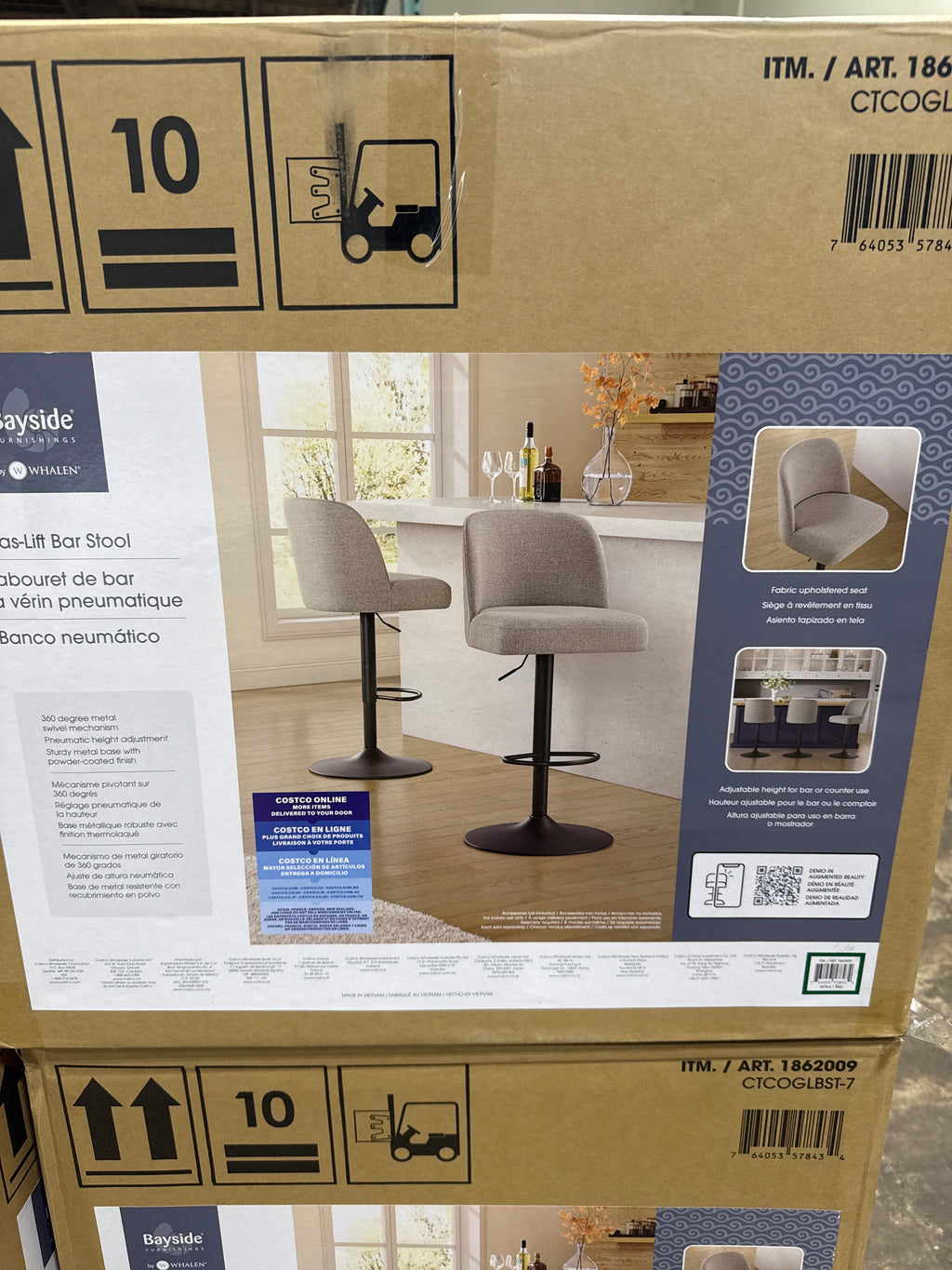 Bayside Furnishings Highland Gas-lift Adjustable Stool