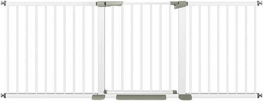 corlove Baby Gate Extra Wide, Baby Gate for Stairs, Doorways. White, Easy Walk Thru Durability Dog Gates for The House Indoor. Auto Close Safety Baby Gate, Extra Tall Child Gate.