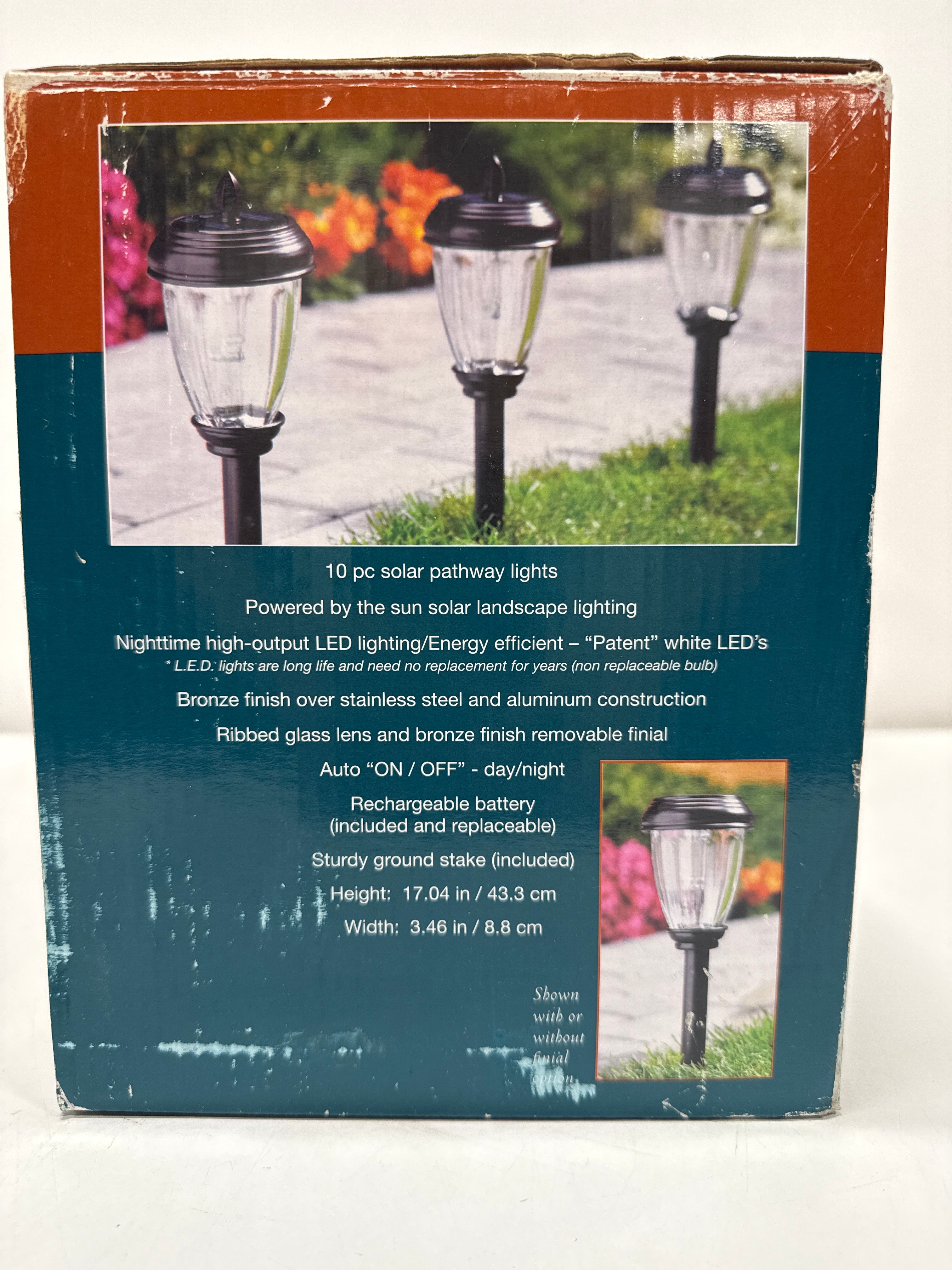 Global 10 Piece Solar Pathway Lights Metal Bronze