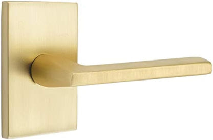 Emtek Privacy Set, Modern Rectangular Rosette, Helios Lever, Satin Brass, RH