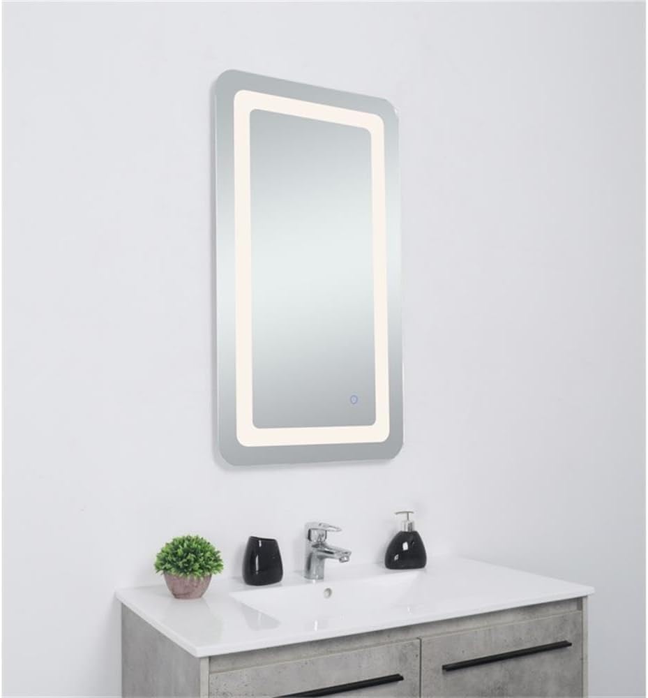 Elegant Decor Genesis 36x24 Rectangle Modern Aluminum LED Mirror in Silver - *Home Decor & Curtains