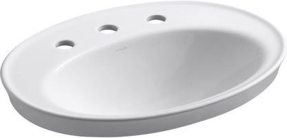 KOHLER Serif® Drop-in bathroom sink with 8" widespread faucet holes
