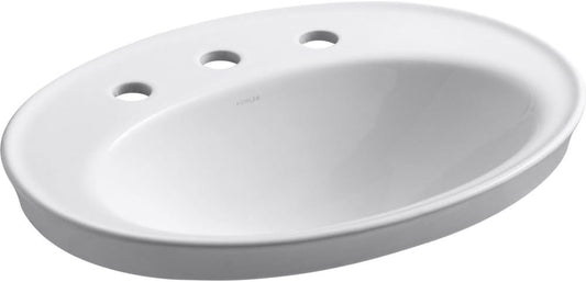 KOHLER Serif® Drop-in bathroom sink with 8" widespread faucet holes