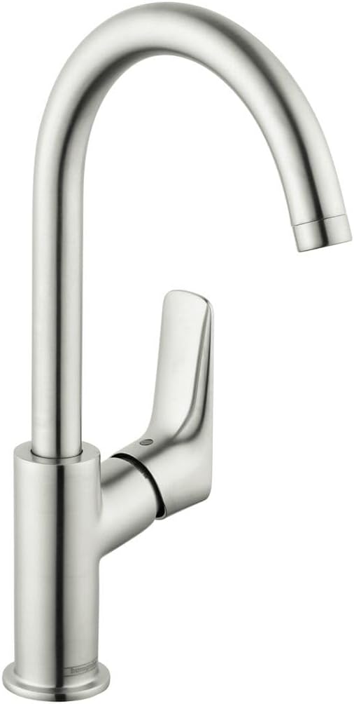 hansgrohe Logis Modern Low Flow Water Saving 1-Handle 1 12-inch Tall Bathroom Sink Faucet in Brushed Nickel, 71130821