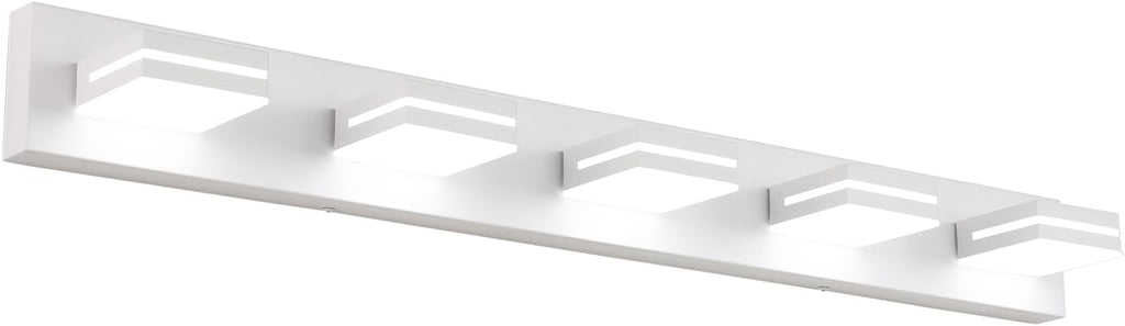 Dent SineRise LED Modern Bathroom Vanity Light Fixtures (5-Light 40-Inch Dimmable) Matte White Modern Acrylic Bathroom