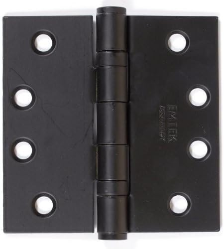Emtek 94014 4" x 4" Steel Heavy Duty Ball Bearing Square Corner Hinges - Pair, Flat Black
