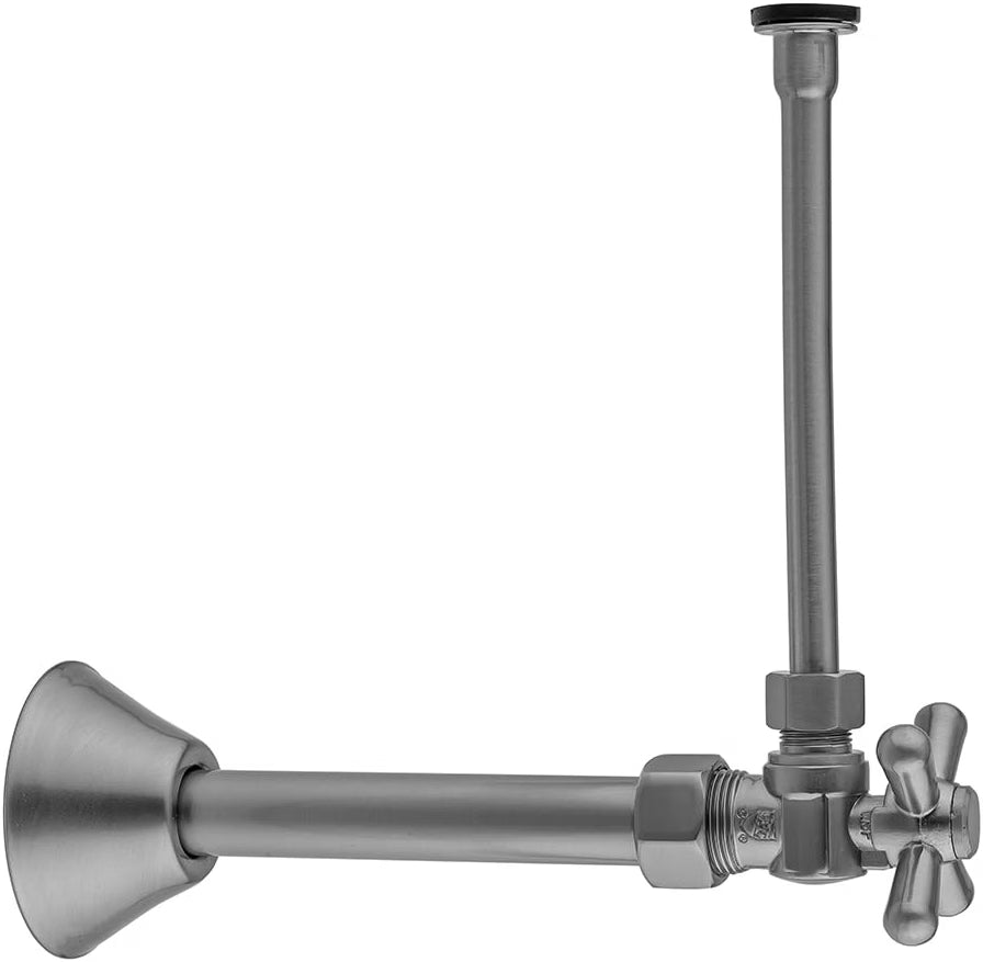 Jaclo, 621-72CT-AB, Quarter Turn Angle Pattern 5/8" O.D. Compression (Fits 1/2" Copper) x 3/8" O.D. Toilet Supply Kit Standard Cross Handle, 20" Supply Tube Cover Tube, Escutcheon - Antique Brass (AB)