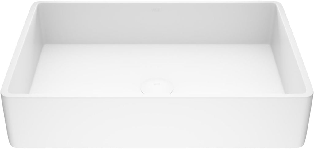 VIGO Magnolia 21’’L x 14’’W x 5’’H Over the Counter Matte Stone Rectangular Vessel Bathroom Sink in White -VG04010