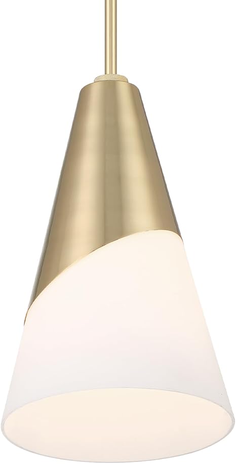 Brian Patrick Flynn Tori 1 Light Vibrant Gold Mini Pendant with Frosted Glass Shade - *Lighting & Electrical