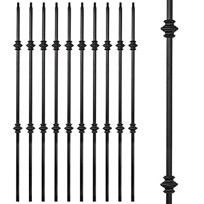 Aotree Wrought Iron Balusters – Set of 10 Hollow Double Knuckle Balusters - Decorative Metal Balusters for Decks