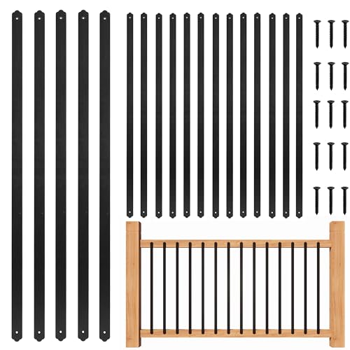 Senmit Metal Deck Balusters-Pack of 25 Metal Spindles for Deck Railing with Screws, 29.5"x1" Weather-Proof Powder Coated Metal Railings