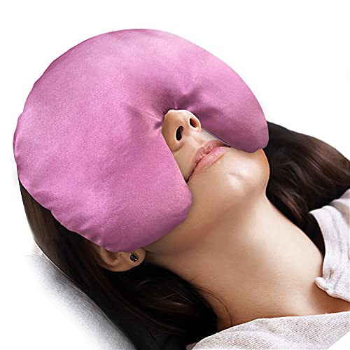 Atsuwell Sinus Mask, Warm Cold Compress Eye Mask for Dry Eyes, Weighted Eye Pillow