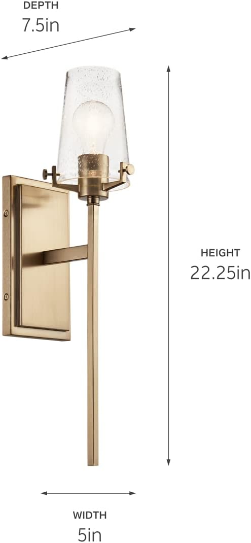 See Desc Kichler, Alton 22.25 inch 1 Light Wall Sconce with Clear Seeded Glass in Champagne Bronze, 45295CPZ