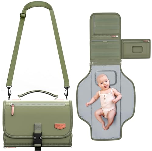 Portable Diaper Changing Pad with Shoulder Strap, Detachable Travel Changing Pad with Baby Wipes Pocke