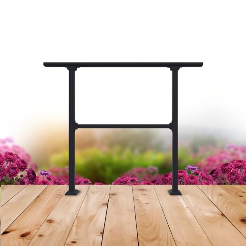 CR Fence & Rail Horizontal Metal Deck Railing 4ft Wide Residential Handrail for Flat Surfaces Simple Flat Railing Black