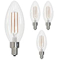 4 x Bulbrite 776626 5 Watt B11 LED Filament Light Bulb, E12 Candelabra Base, 2700K 500 Lumens, 60W Equivalent