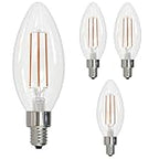 4 x Bulbrite 776626 5 Watt B11 LED Filament Light Bulb, E12 Candelabra Base, 2700K 500 Lumens, 60W Equivalent
