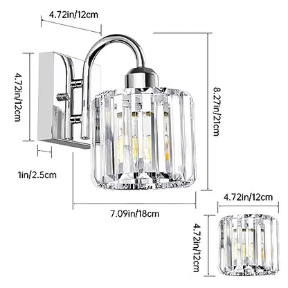 EDISLIVE Orillia 4.72 in. 1-Light Modern Chrome Bathroom Vanity Light with Crystal Shades