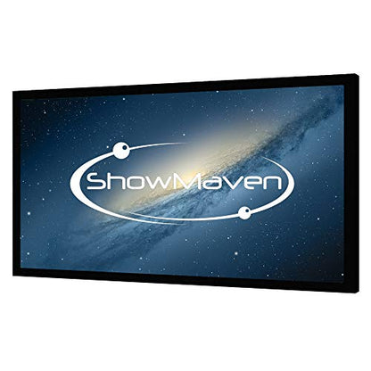 ShowMaven 100in /120in Fixed Frame Projector Screen, Diagonal 16:9, Active 3D 4K Ultra HD Projector Screen for Home Theater or Office (16:9, 120")