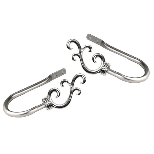 Swan Satin Nickel Metal Hook Curtain Holdback (Set of 2)