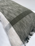 Oversized Textured Woven Cotton Striped Lumbar Throw Pillow Ivory/Dark Olive - Threshold - *Home Decor & Curtains