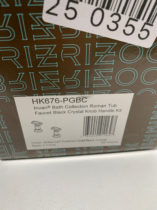 Brizo HK676 Invari Roman Tub Filler Crystal Handle Kit Polished Gold / Black Crystal Faucet Accessories and Parts Tub