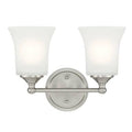 DESIGNERS FOUNTAIN Bronson 2-Lights Vanity Light Fixture, 13.25 Inch Wall Mount Sconce Bathroom, Bedroom or Mirror, Brushed Nickel, D278M-2B-BN