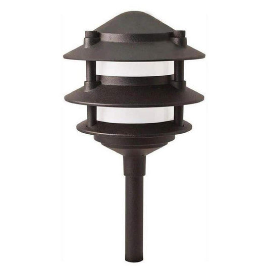 Hampton Bay Elmore Low Voltage Black Integrated LED 3-Tier Metal Outdoor Landscape Path Light