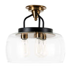 Varese 3-Light Bronze Semi-Flush Mount with Clear Glass Shade