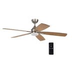 Beckford 52 in. Indoor Brushed Nickel Ceiling Fan with Adjustable White Integrated LED with Remote Control Included