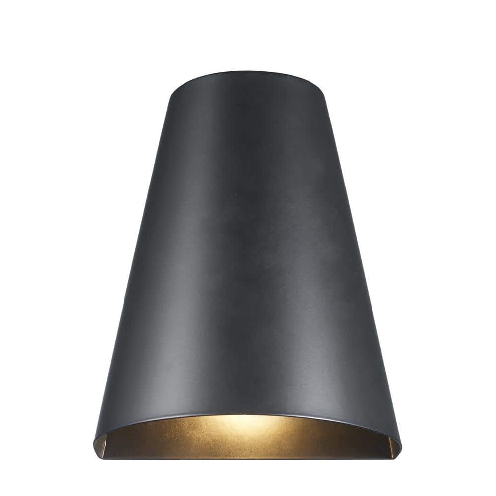 Oro 1-Light Matte Black Outdoor Wall Light Fixture with Metal Shade - *Lighting & Electrical