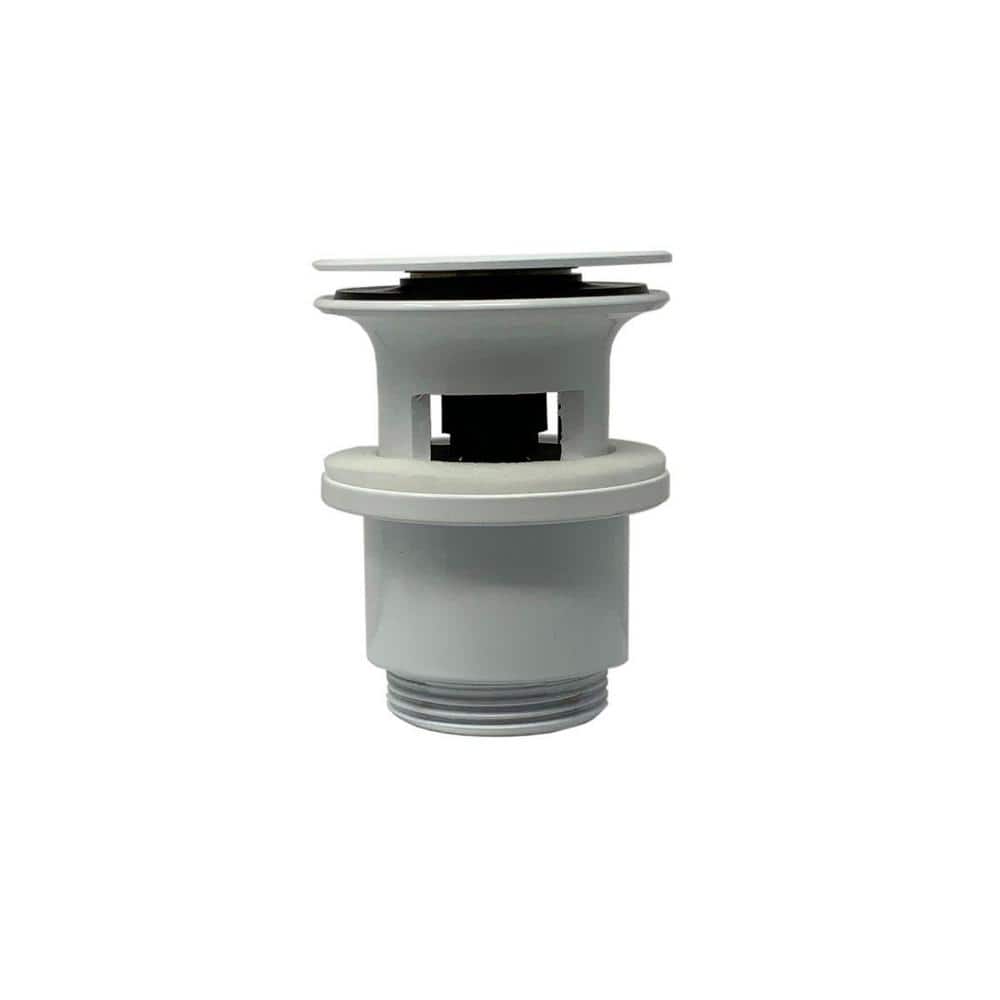 1-1/4 in. Bathroom Push Waste Drain with Overflow, Glossy White