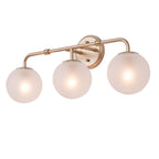 Uolfin Modern Round Bathroom Vanity Light 3-Light Gold Globe Wall Sconce Light with Frosted Glass Shades