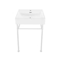 Swiss Madison Claire Ceramic Console Sink White Basin Matte White Legs, 24 Inch (SM-CS741)