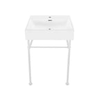 Swiss Madison Claire Ceramic Console Sink White Basin Matte White Legs, 24 Inch (SM-CS741)