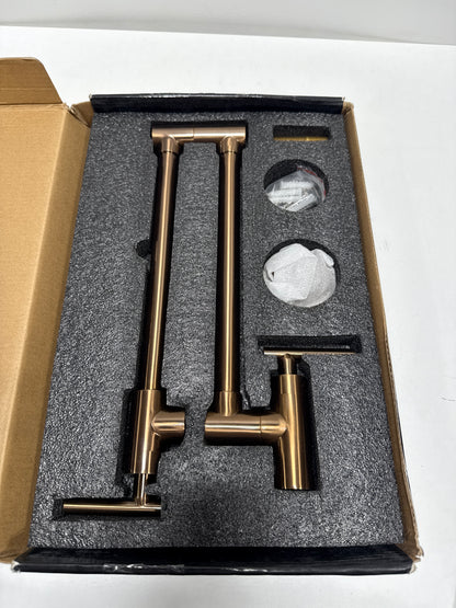 Braccia Series 24" Wall Mounted Pot Filler in Rose Gold | 24” Reach Spout Solid Brass Two Handle Dual Shut-Off Valve Double Joint Swing Arm Wall Mount Single Hole Kitchen Folding Faucet | KF-AZ258RG